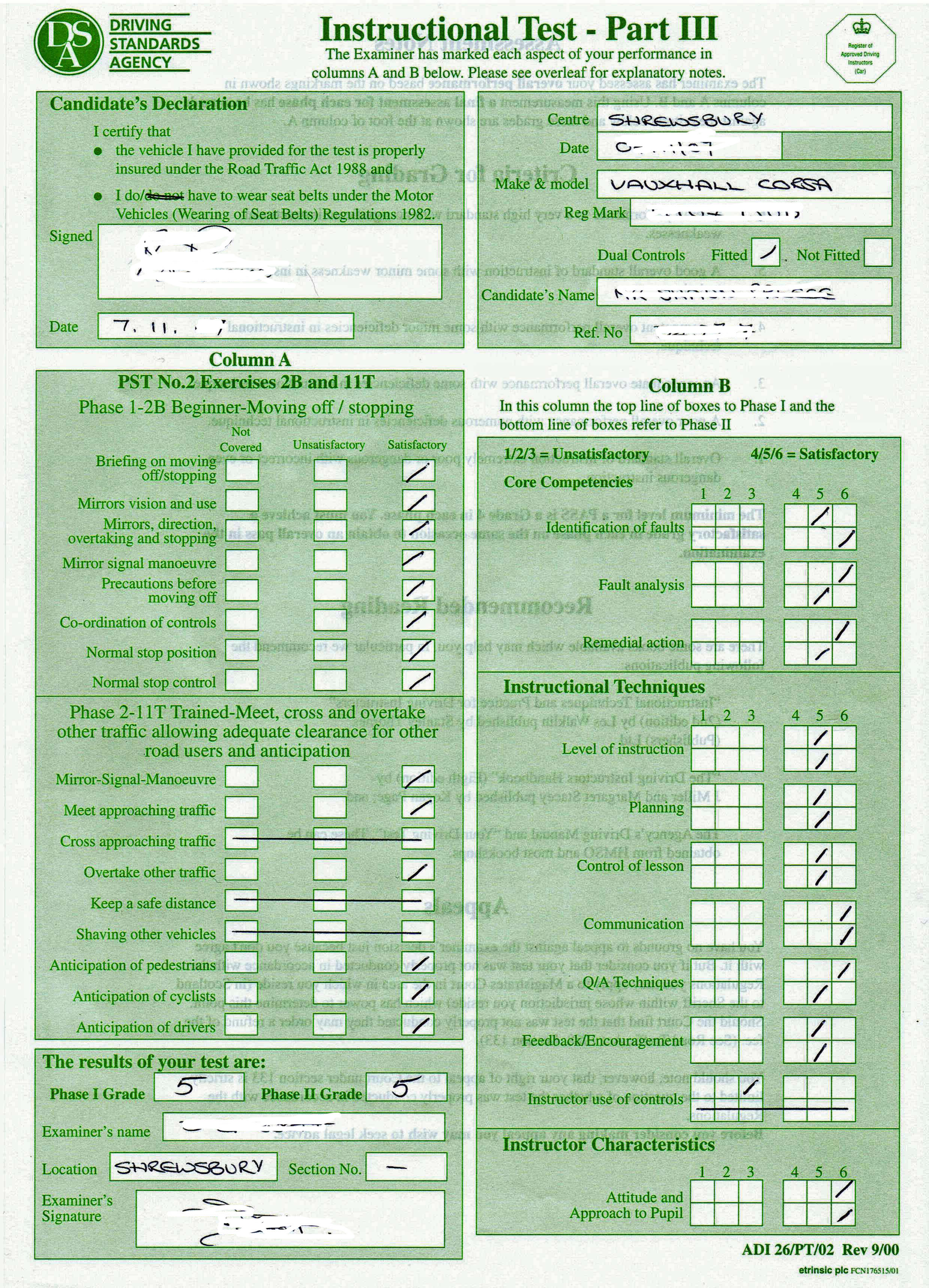 Drivers Test Score Sheet South Africa